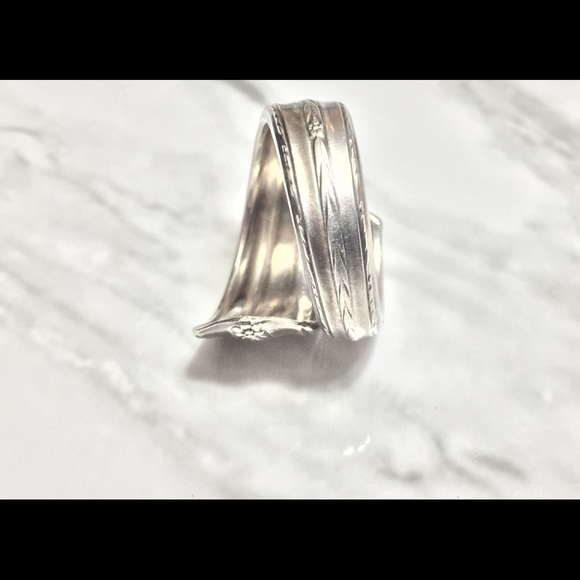 Sterling Silver Plate Spoon Ring Vintage Floral - Picture 7 of 8